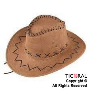 SOMBRERO COWBOY MARRON CLARO TELA x 1